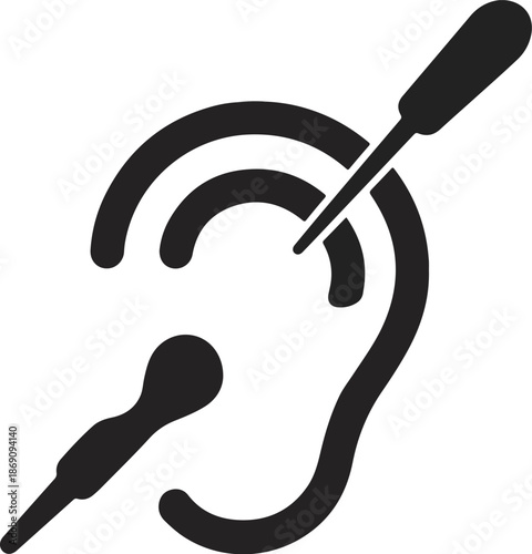 Hearing Aid Maintenance Vector Graphic Icon with Screwdriver and Ear Canal Illustration for Audiology Professionals