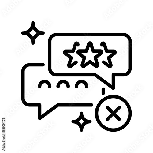 Delete Review Line Icon, Outline Symbol for Removal Action, Review Erasure, Feedback Cancellation, Comment Deletion, and Content Clearing. Vector Sign Icon.