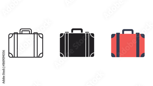 Three suitcases with different colors and designs