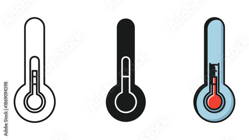 Thermometer icon set in different style
