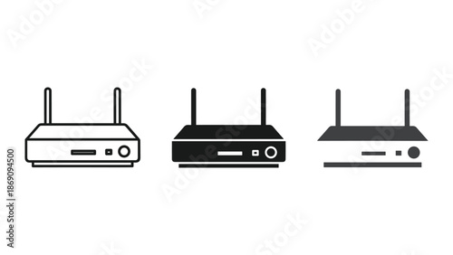Three wi-fi routers with different designs and antennae