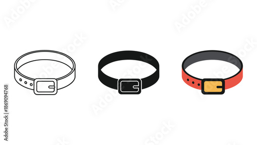 Three different dog collars with buckle