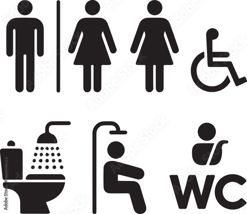 Public Toilet Sign Badge – Clear, Simple & Recognizable Icons