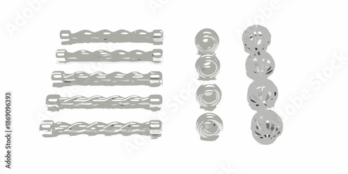 A collection of silver toned chain links in various shapes and designs