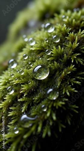 Macro Moss with Water Droplets