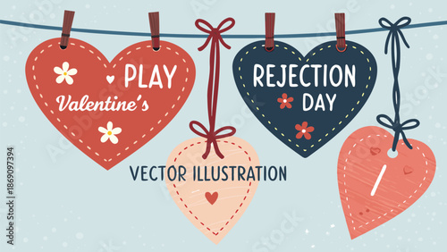 Playful Valentine's Day vector illustration with heart tags