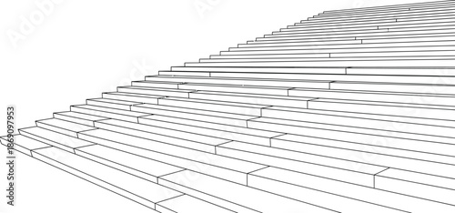Staircase with multiple steps leading upwards in perspective