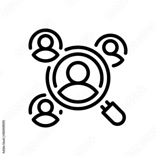 User Demographic Line Icon, Outline Symbol for Audience Profiling, Market Segmentation, Target Analysis, Population Statistics, and Customer Grouping. Vector Sign Icon.