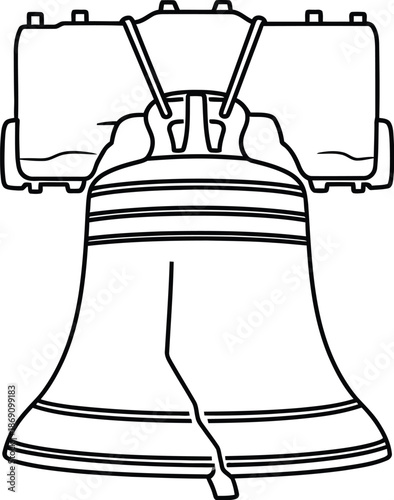 Historic Liberty Bell Icon in Black and White Illustration