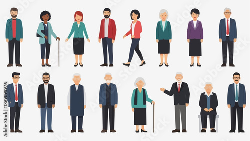 Diverse Group of People Standing and Posed Professionally.