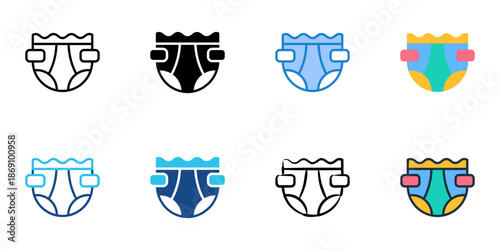 Diapering icons set multiple style collection. Editable stroke 
