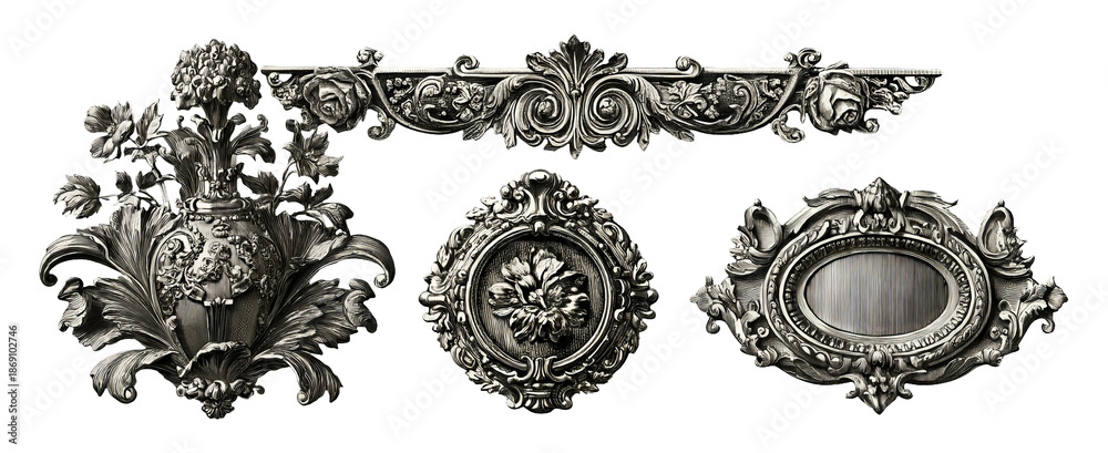Fototapeta premium Classic Ornate Decorative Elements for Elegant Art and Illustration Projects