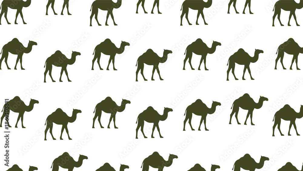 Fototapeta premium Green camel silhouette pattern background Vector