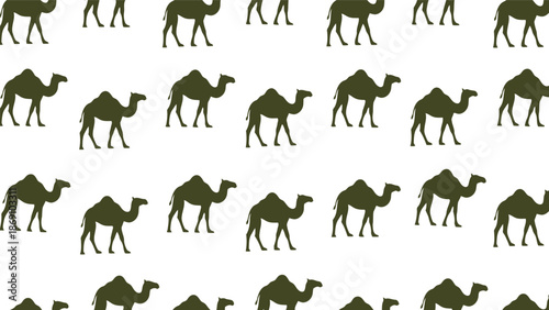 Green camel silhouette pattern background Vector