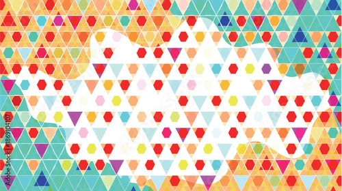 カラフル　三角　六角　模様　背景
