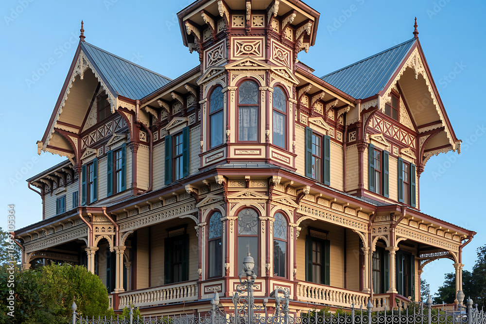 Fototapeta premium Stunning Victorian Architecture Captured in Golden Hour Light