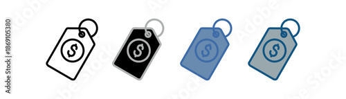 
pricing icon set multiple style collection with price tag design