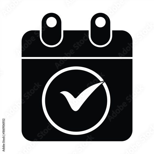 calendar icon with check mark icon, vector illustration