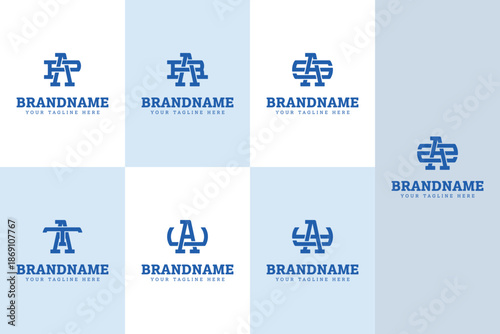Letters AP AR AS AT AU AY AZ Monogram Logo Set, for PA RA SA TA UA YA ZA initials