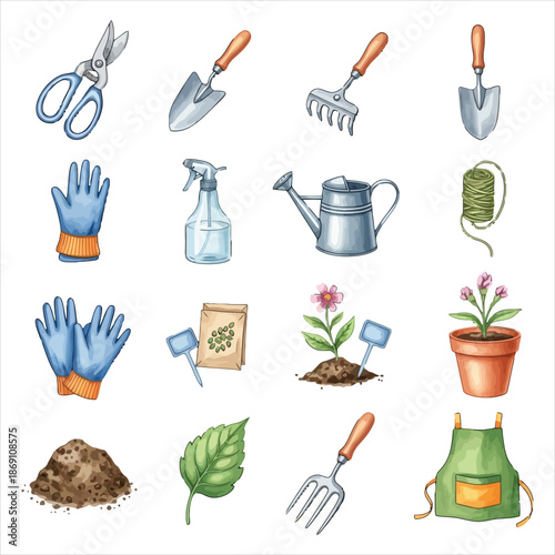 Gardening tools and accessories for plant care and growth