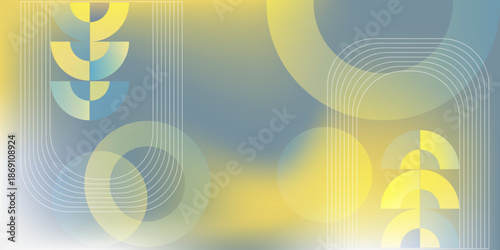 Abstract background with geometric shapes in Swiss style. Modern gradient design in yellow and blue tones. Vector.
