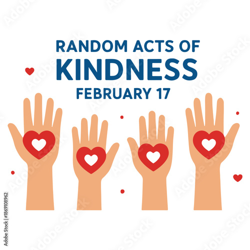 Random Acts of Kindness February 17 Banner Background with Hands and Love Icon