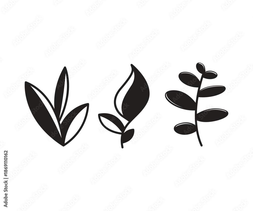 Obraz premium leaves and branch icons set vector illustration