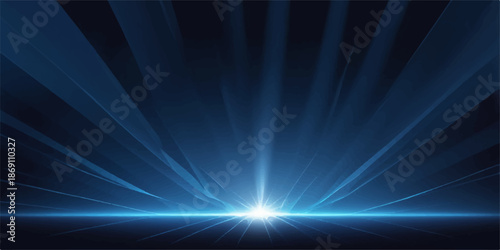 Bright blue abstract background design with glowing star light beam energy motion