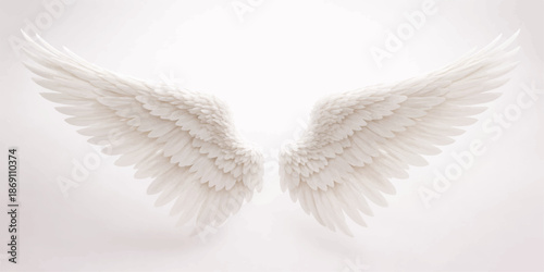 Vector illustration of angelic butterfly wings with heart symbol decoration isolated on black