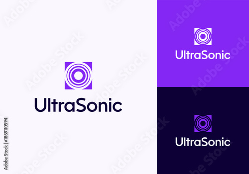 Ultrasound Ultrasonic Sound Pulse Radiate Concentric Circular Vector Logo Design Illustration