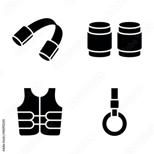 Scuba diving equipment icons set Vector