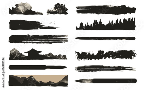 투명한 배경에 섬세하게 손으로 그린 거미줄과 거미, 서리 내린 겨울 나뭇가지와 붉은 열매가 어우러진 빈티지 스타일의 장식 일러스트레이션.