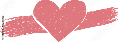 투명한 배경 위에 분홍색 브러쉬 스트로크 질감의 하트가 그려진 로맨틱하고 감성적인 디자인 요소로, 사랑과 행복을 표현하는 웹 및 모바일 콘텐츠 제작에 이상적입니다.