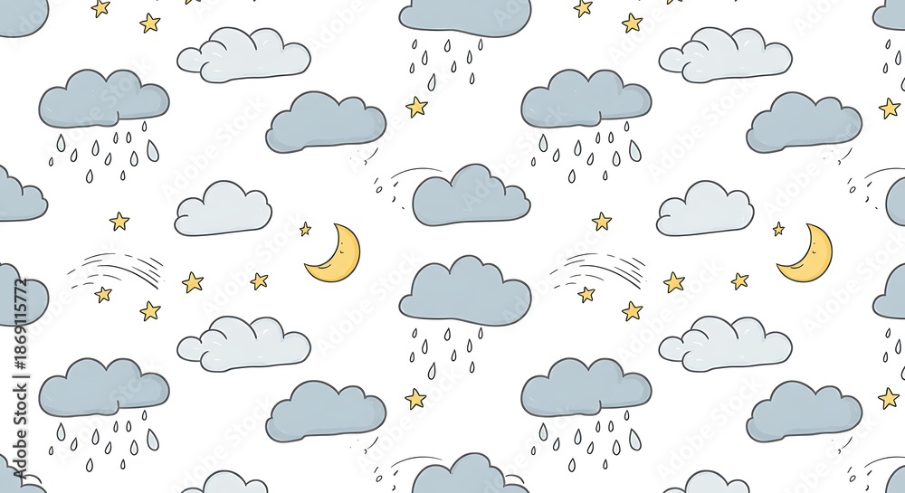 Fototapeta premium 優しい雨と星の夜空