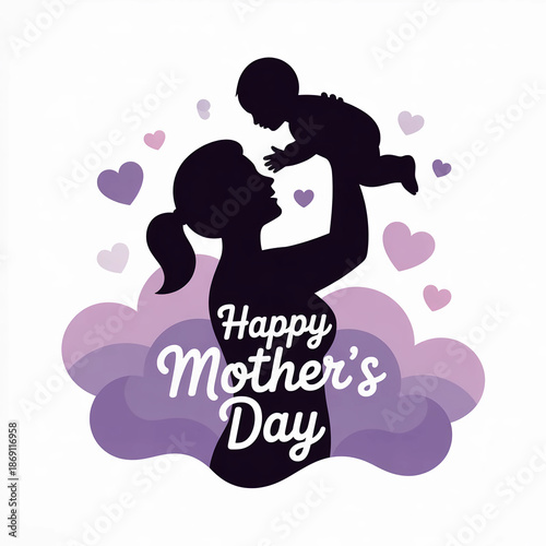 Mother Holding Baby Silhouette – Happy Mother’s Day Design