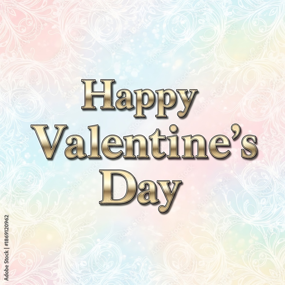 Obraz premium Happy valentine's day greeting with elegant golden text and pastel background.
