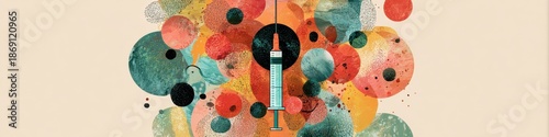 Colorful abstract illustration of medical syringe concept