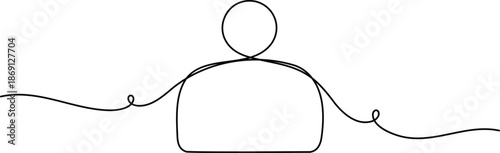 Human user profile icon continuous one line drawing single art on white background minimalist person login symbol outline vector illustration