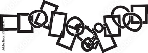 Abstract Art with Geometric Shapes and Symbols Combined