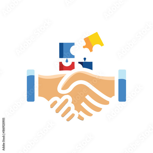 Successful handshake partnership deal clip art in colours, symbolizing trust, collaboration, teamwork, and formal cooperation for a strong union