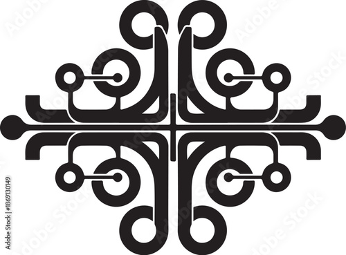 Intricate Black and White Symmetrical Design Element