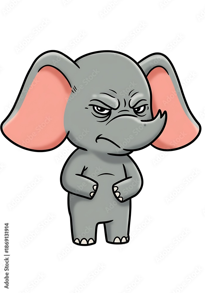 Fototapeta premium 怒り顔ゾウのイラストレーション