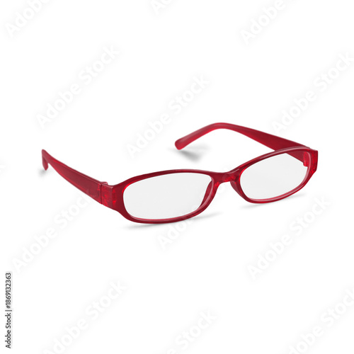 A pair of red glasses on a black background