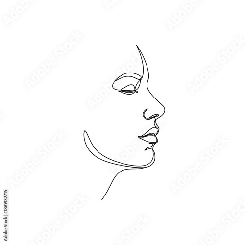 Minimalist Single Line Artwork of a Woman s Profile Elegant Facial Features