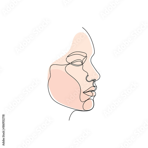 Minimalist Single Line Drawing of a Woman s Profile in Profile Abstract Beauty Feminine Art Style