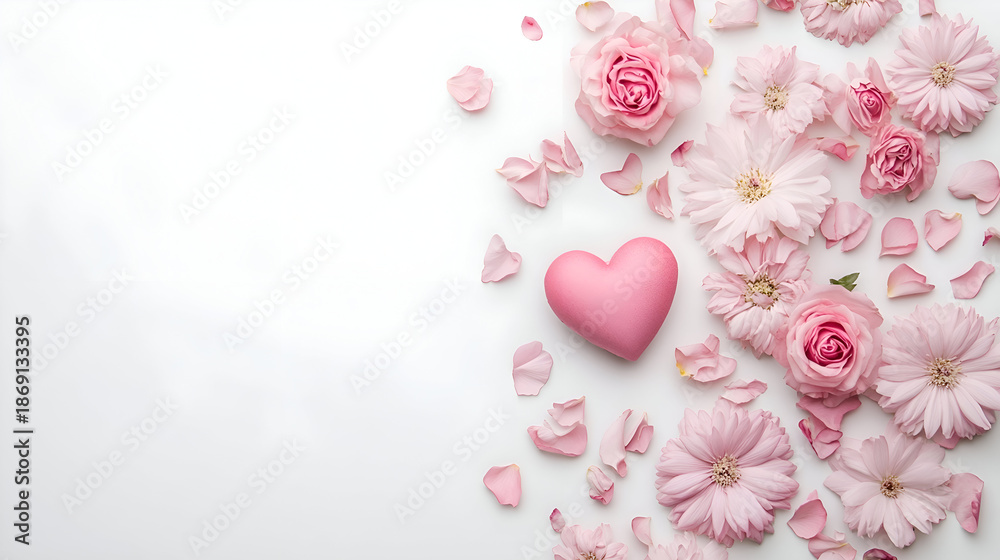 Fototapeta premium pink heart with flowers