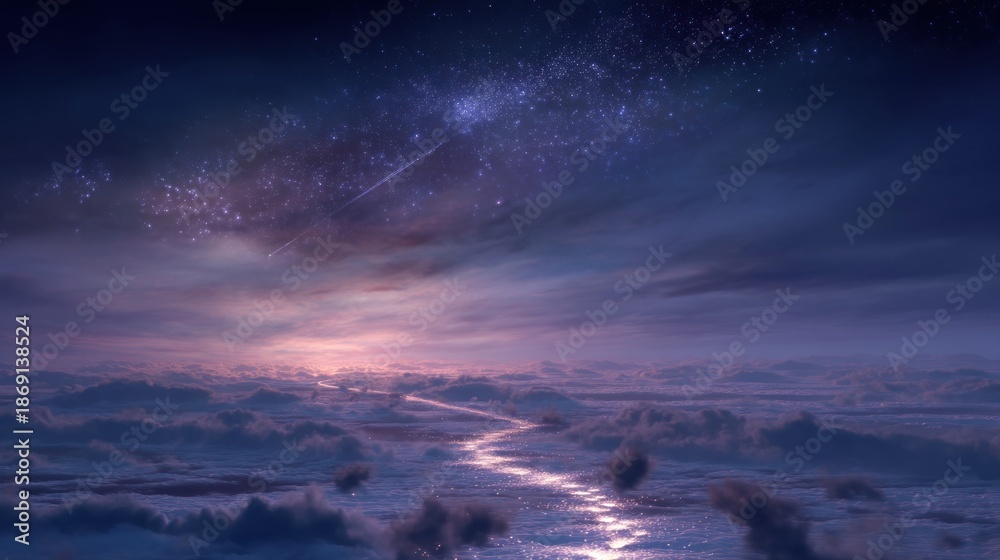 Fototapeta premium Snowy landscape night sky