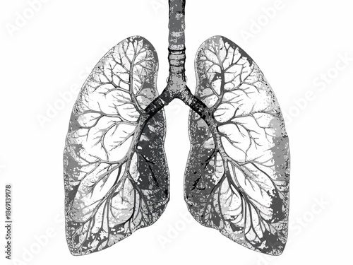 Anatomy of human lungs detailed illustration of bronchial tree and pulmonary tissue
