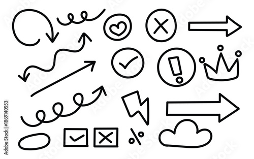 Collection of hand drawn icons and symbols