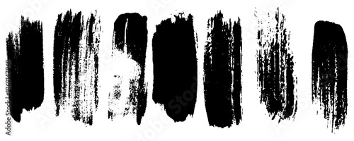Rough Ink Brush Marks Isolated. Grunge Brush Stroke Texture Pack. Vector Collection.